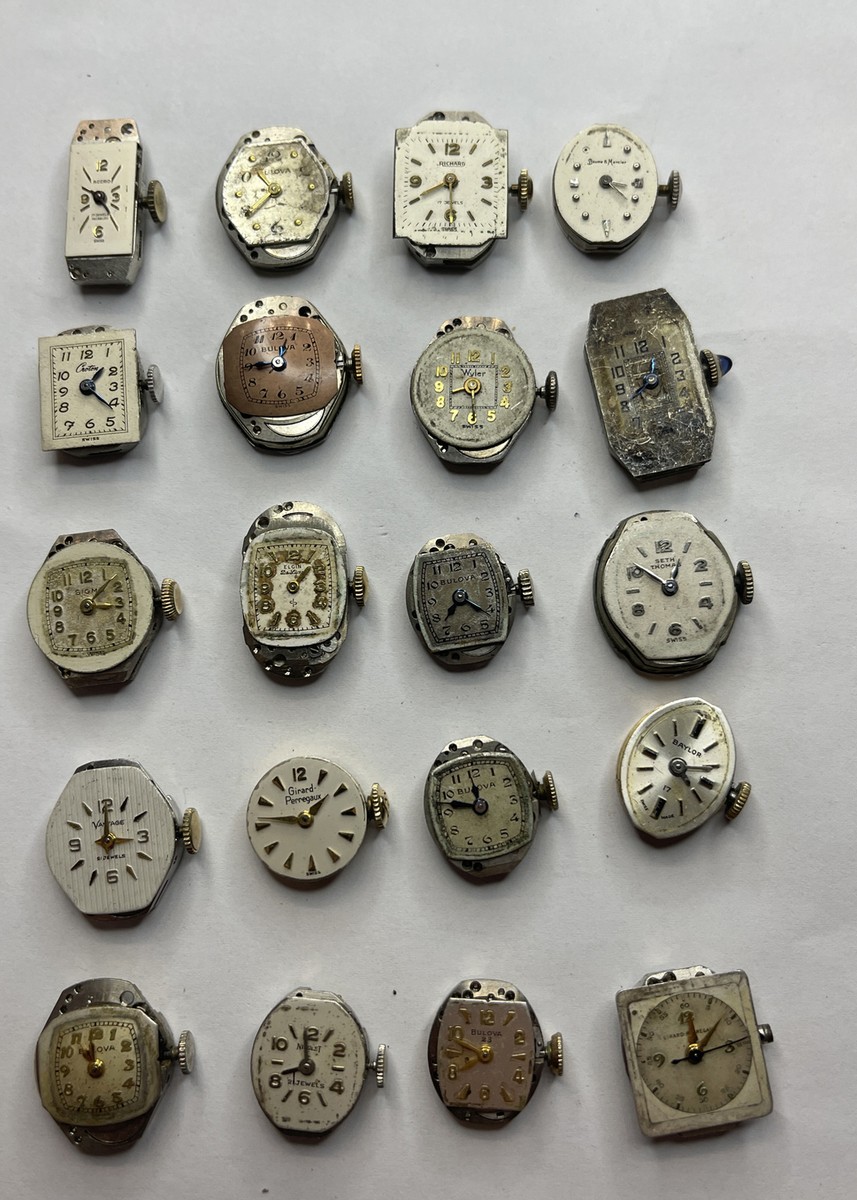 Lot of 20 Vintage ladies wind watch movements for parts  display picture 1