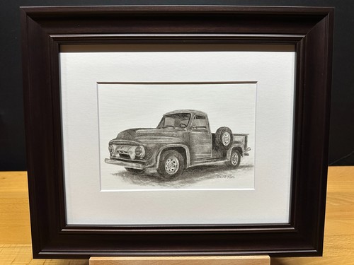 Zeichnung eines 1954 Ford LKW Graphit Bleistift Kunst Skizze Bild Druck - Bild 17 von 18