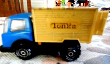 🔥Vintage Steel Tonka Yellow & Blue box truck made in Japan 3.75” Pressed Steel