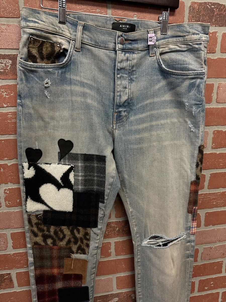 Size 36 - Amiri Patch Jeans $1290 Retail Denim Black Patch 100