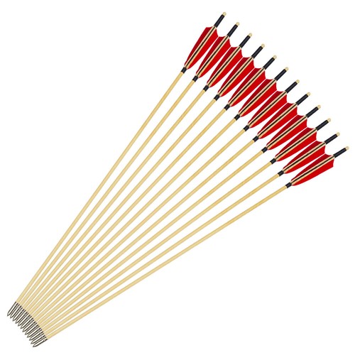 6/12 Wooden Arrow Archery Wood Shaft Turkey Feather Arrowhead Bow Hunting Target - Picture 4 of 8