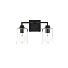 Living District Ronnie 2 Light Bath Sconce, Black/Clear - LD7314W14BLK