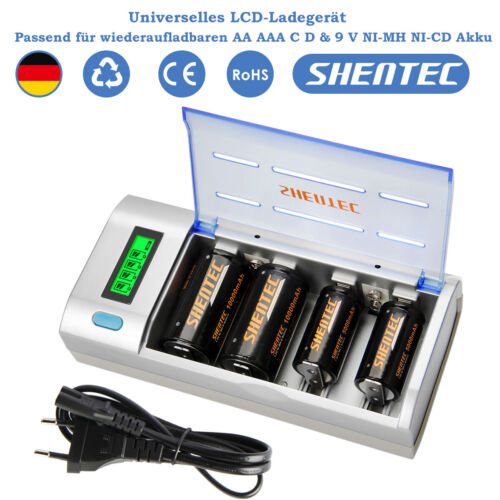 Caricabatteria universale LCD per AA AAA SC C D 9V NI-MH NI-CD