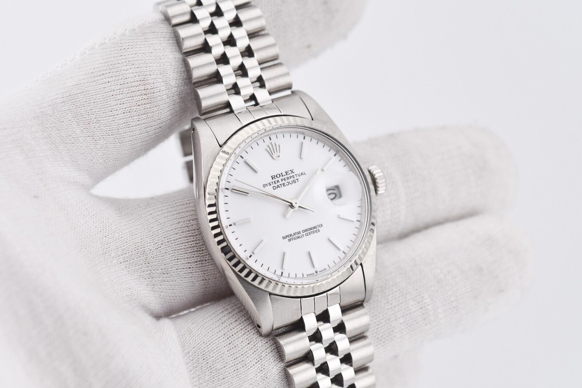 Rolex Datejust Ref.16014 Stainless Steel & White Gold 36mm White