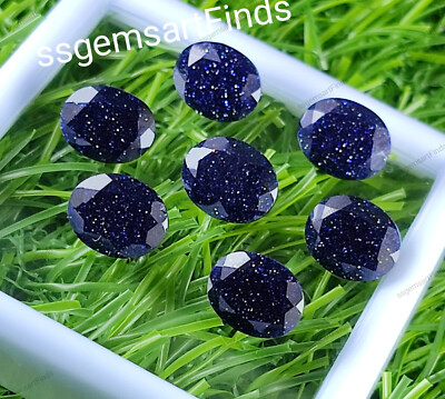 Natural Blue Sandstone Faceted oval  Shape Loose Gemstone For Making Jewelry