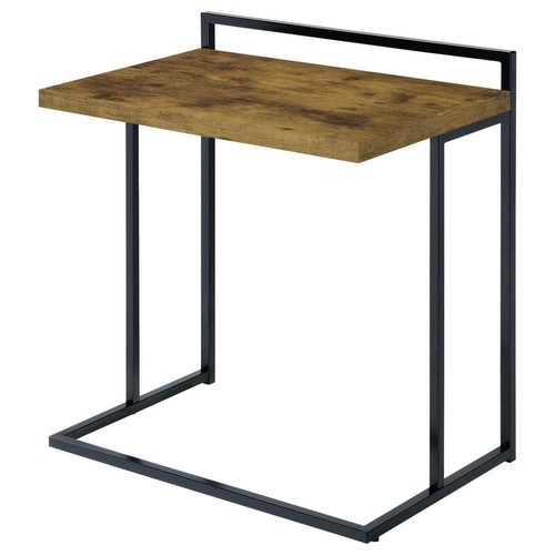Coaster Snack Table 26.5" x 23.5" Rectangle Wood Top Metal Frame Rustic Nutmeg - Picture 2 of 9
