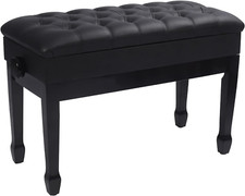 Heavy Duty Adjustable Piano Bench with Storage  PU Leather Cushion, Black