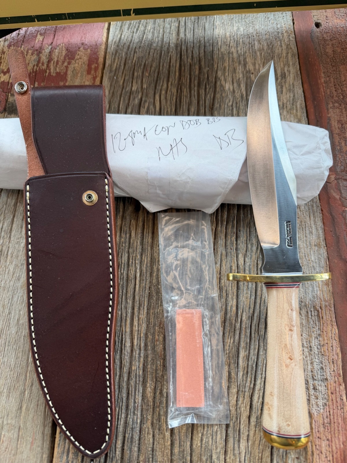 New in Paper Randall Made Knife Model 12-8 Big Bear MapleBrass Buttcap and Hilt