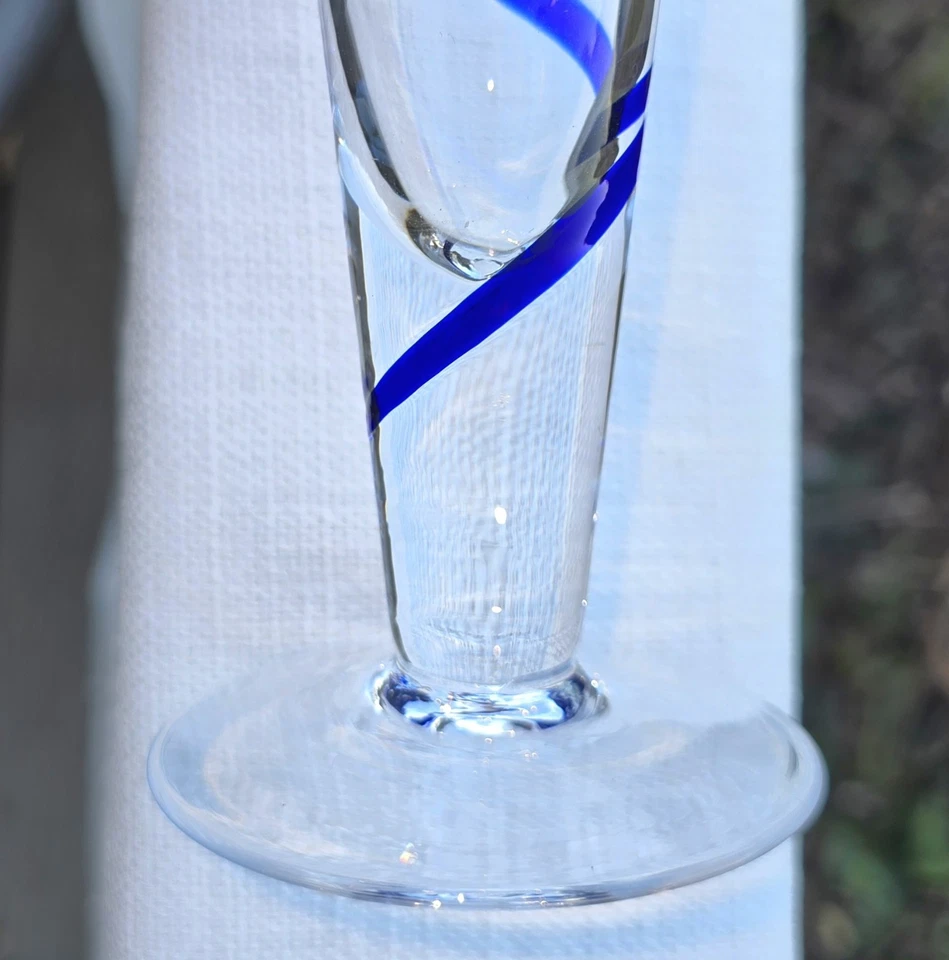 Set Of 2 Pier 1 Beer Glasses Cobalt Blue Swirline Pilsner Flutes 12 Oz 10" Tall - Image 3 of 4