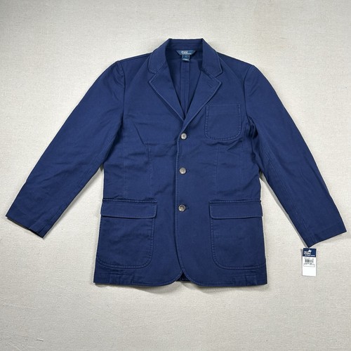 Polo Ralph Lauren Blazer Boys L (16-18) 3-Button Twill Navy Preppy Sports Coat