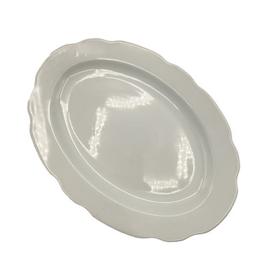 Couture Camelia White Oval Serving Platter Scalloped Edge ME110 10x14