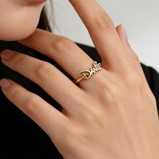 Personalized Name Ring Adjustable Custom Letter Nameplate Jewelry Gift for Her