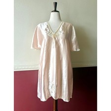 Vintage R Michael Alan Peach Satin Lace Nightgown Chemise Size M Coquette Retro
