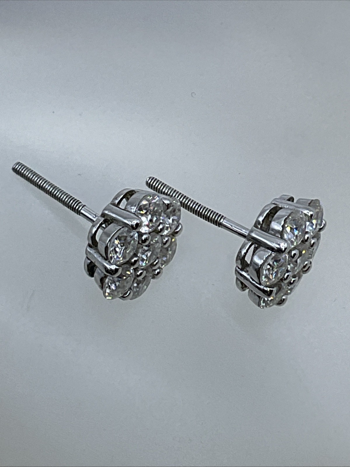 STUD Earrings Solid 925 Sterling Silver White Moi… - image 18