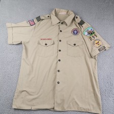 Boy Scouts Of America Shirt Mens XL Tan Utah Uniform 295 Troop Patches 2010 BSOA