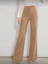 Shein Firerie Solid High Waist Wide Leg Pants Camel 6/M