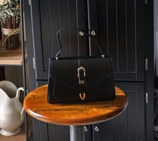 Women s Black Leather Crossbody Bag Magnetic Closure Top Handle W/ Strap New
