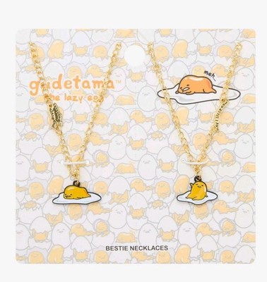 Sanrio Gudetama Lazy Egg Best Friend Quote  Necklace Set New