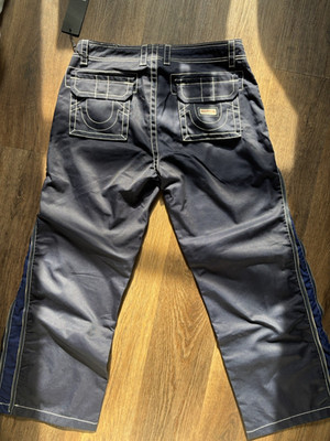 True Religion Big T Side Zip Baggy Pants Mens 32 Press Blue New With Tags