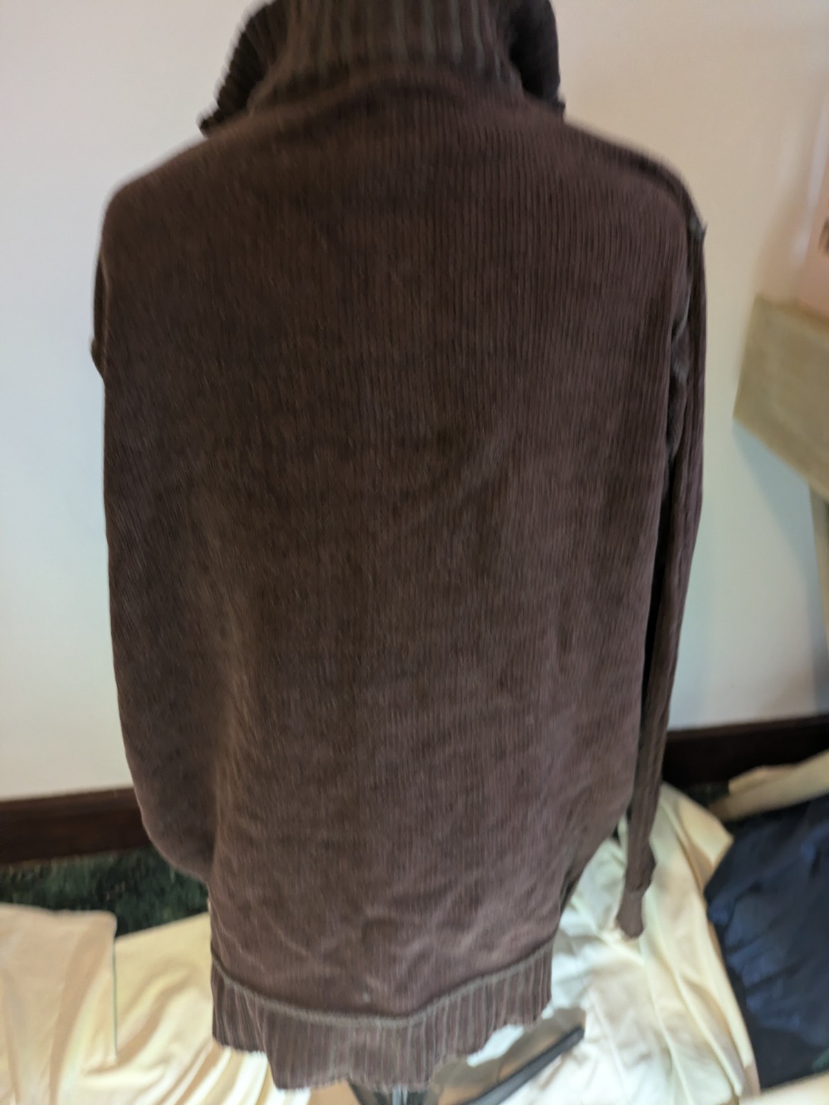 George Mens Chenille Style Jumper Burgundy Zip  Front image 2