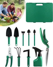 10pcs Heavy Duty Gardening Tool Set with Storage Box, Ergonomic Handles