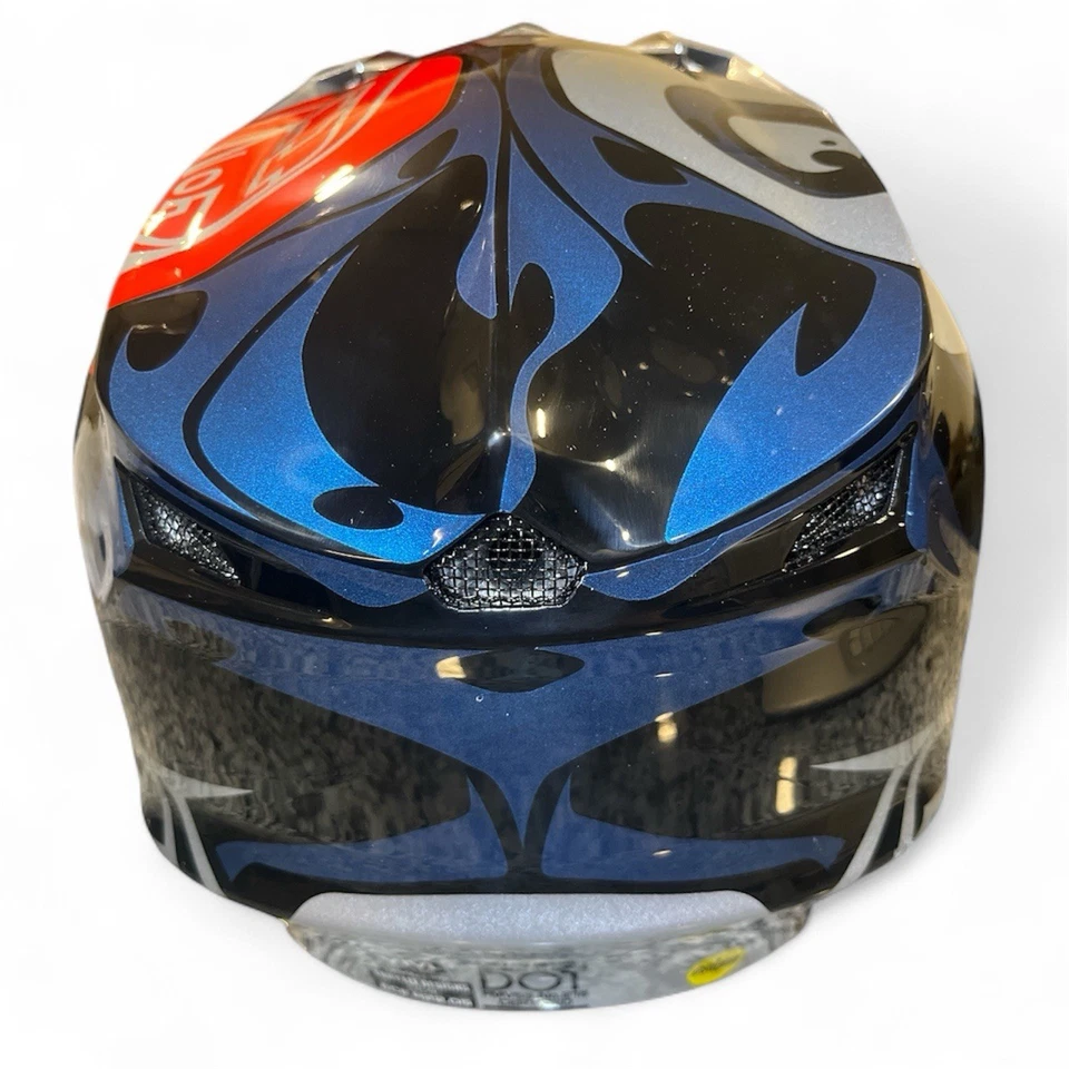 (No Box) Troy Lee Youth SE4 Skully Dirt Bike Helmet Silver/Blue Youth Medium - Image 3 of 4