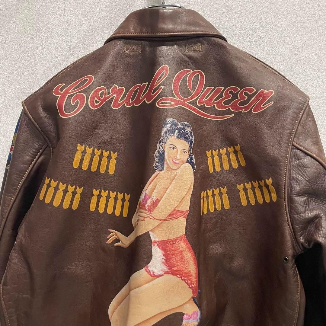 Buzz Rickson’s Leather Jacket S Brown Horsehide V… - image 1