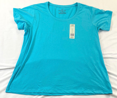 women's Bobbie Brooks top size 2XL blue pullover short sleeve scoop neck cotton