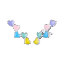 925 Sterling Silver Lover Heart Stud Earrings for Women,Colour Enamel Small Stac