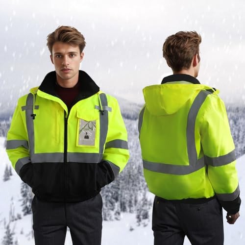 High Visibility Safety Jackets, Construction Coats with 3X-Large Yellow-black - Bild 6 von 6