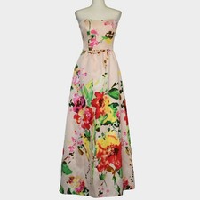 ALFRED SUNG Women's Watercolor Floral Print Strapless Maxi Dress Size 4