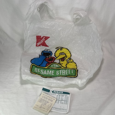 #ad #ad Vintage Kmart Sesame Street Shopping Bag Extremely Rare Plastic Kmart Bag 1997 $23.99