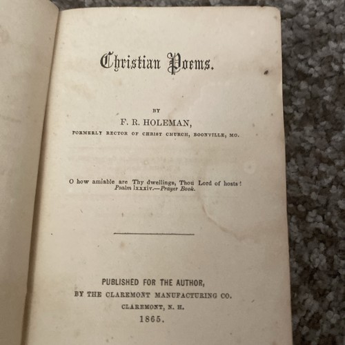 Christian Poems by Holeman 1865 first printing EXTREMELY RARE Hardback VG Cond - Picture 9 of 11
