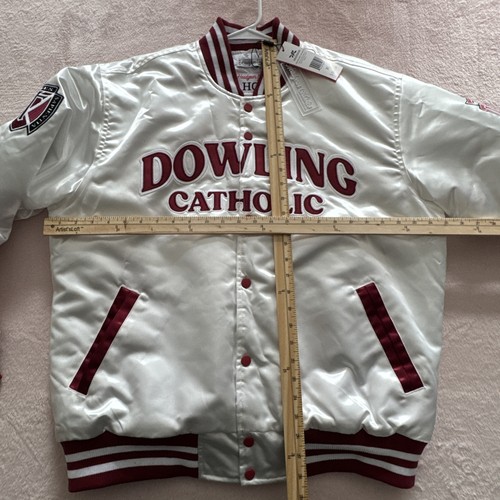 NWT Men's XL Headgear Caitlin Clark Dowling Catholic HS Satin Jacket White - 第 1/12 張圖片