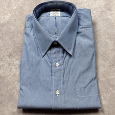 Vintage Brooks Brothers Deadstock Dress Shirt Mens 16 33 Blue White Stripe NWT