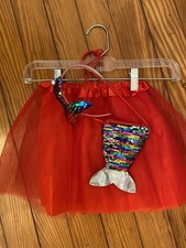 GIRLS TUTU SZ 2 To 5 SET RED WITH MERMAID PURSE AND MERMAID HEADBAND Christmas