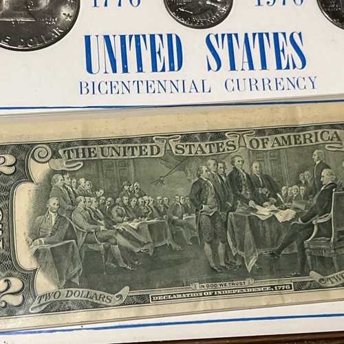 U.S. Bicentennial Coinage & Currency 1776 - 1976 Display Framed $2 Dollar Bill + - Bild 5 von 7