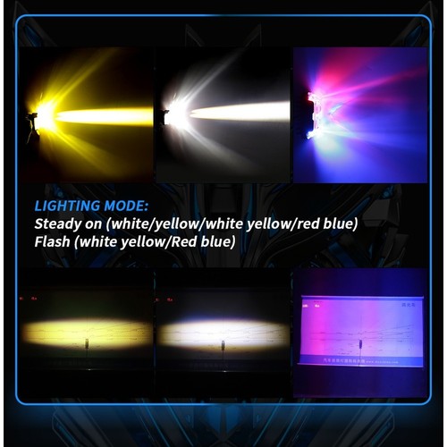 Dual Color LED Motorcycle Fog Light Headlight White Yellow 27W IP65 Rated - Picture 8 of 10