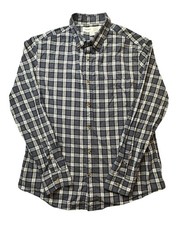 Old Navy Shirt Mens Large Blue Plaid Everyday Slim Fit Built In Flex Button Down