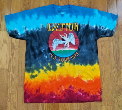 NEW 2X Liquid Blue Led Zeppelin Icarus 1975 Swan Song Tie Dye T-Shirt
