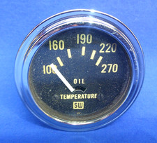 Vintage Stewart Warner Deluxe Oil Temp Electric Gauge 2-116 Usa Made