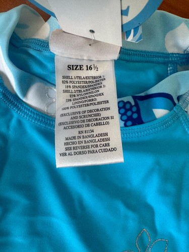 Byer Girl Rashguard Set Costume da Bagno Bikini Fondo Protezione Solare 16 1/2 Plus Mai Indossato - Foto 3 di 6