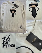NWT Fendi Karlito Karl Loves Fendi Beaded Cream Sweatshirt Ultra Rare
