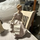 Pink Porcelain Woman Figurine Floral Pattern Matte Finish 3D Effect — photo 5