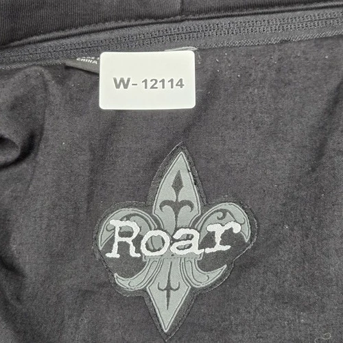 Roar Men Jacket S Black Embroidered Cross Devote Hooded Blazer Y2K Grunge image 2