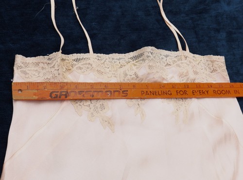 Antique James Mccreery & Co 20s satin step-in w French lace trimmed bodice bias - Picture 7 of 14