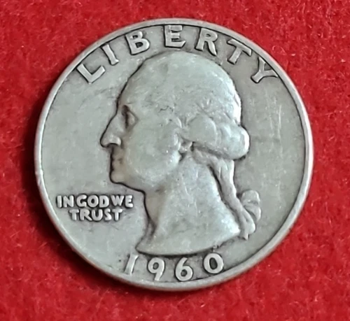 1960 D Washington Quarter 25c Denver 90% Silver US Coin .1808 Ounce Silver