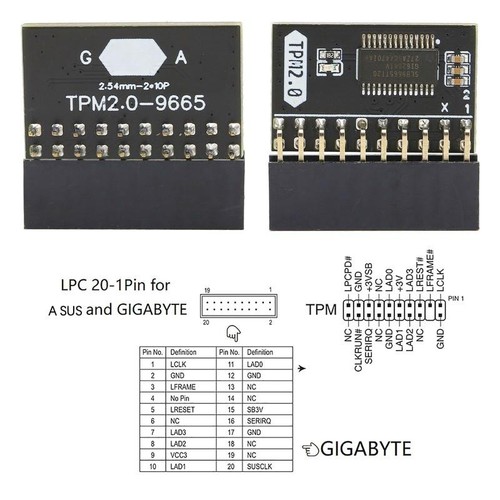 TPM 2.0 Verschlüsselungssicherheitsmodul 20pin Windows 11 Neu - Afbeelding 3 van 22