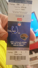 2009 Indianapolis Colts TICKET vs Jaguars Pat McAfee NFL Debut Peyton Manning TD