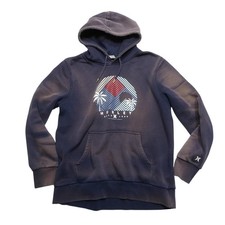 Hurley Hoodie Sweatshirt Mens Large Blue Tropical Graphic Logo Fleece Pullover